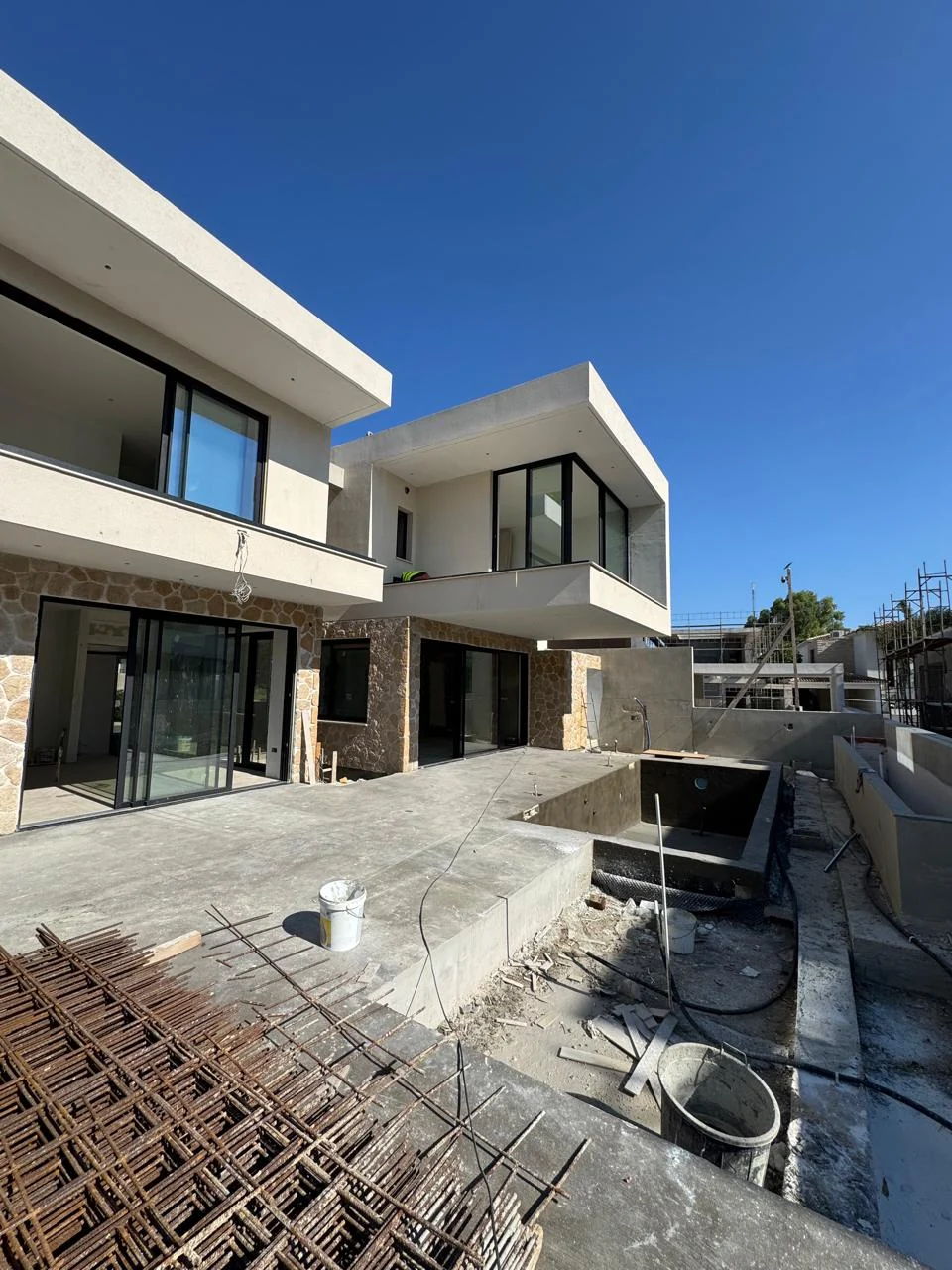 Contemporary house and terrace under construction